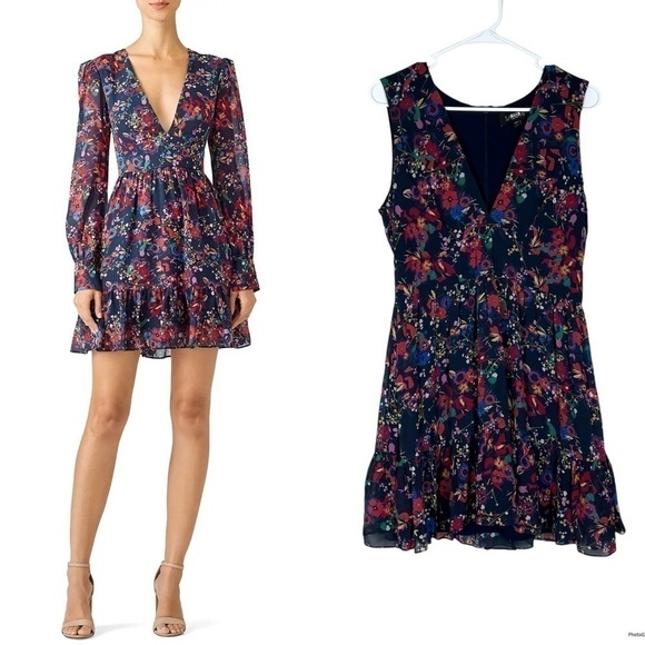 SALONI Dresses & Skirts - ALTERED Saloni Pia 100% Silk Floral Dress Size US 10